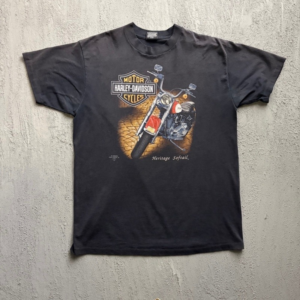 Vintage Harley Davidson Shirt XL Black 1991 3D Emblem USA
